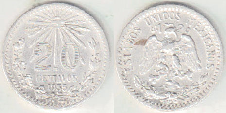 1935 Mexico silver 20 Centavos A000742
